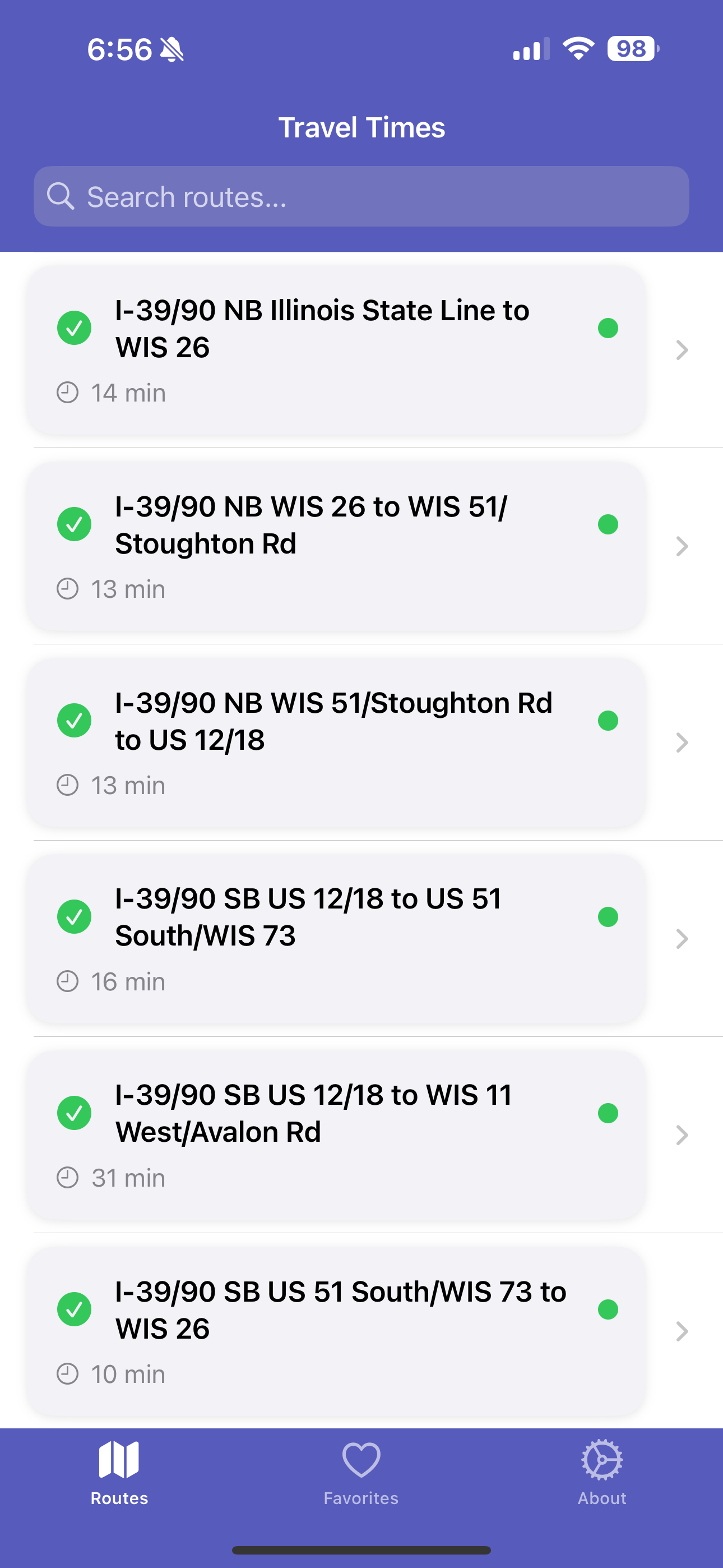Travel Times Milwaukee App Screenshot