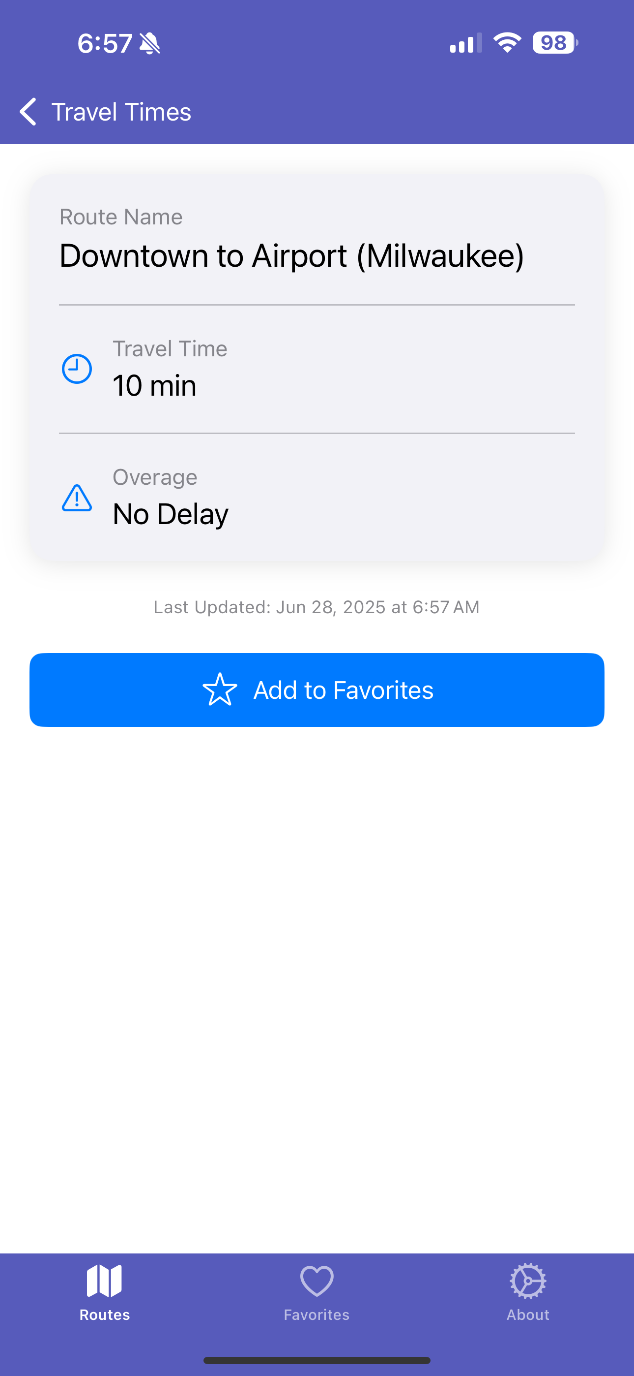 Travel Times Milwaukee - Route Status